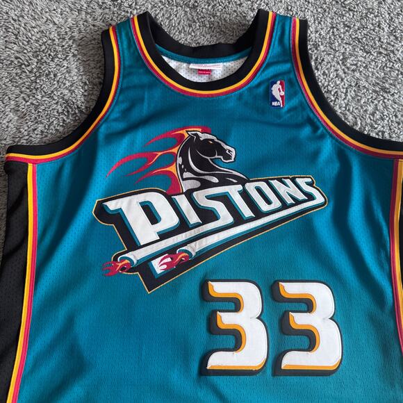 Authentic Mitchell & Ness Grant Hill NBA Detroit Pistons 98-99 Away Jersey Sz 44 - Picture 3 of 13